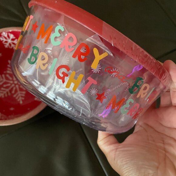 NWT SEALED Christmas Season Holiday Containers, set of 2 Stacking Containers - Picture 6 of 6